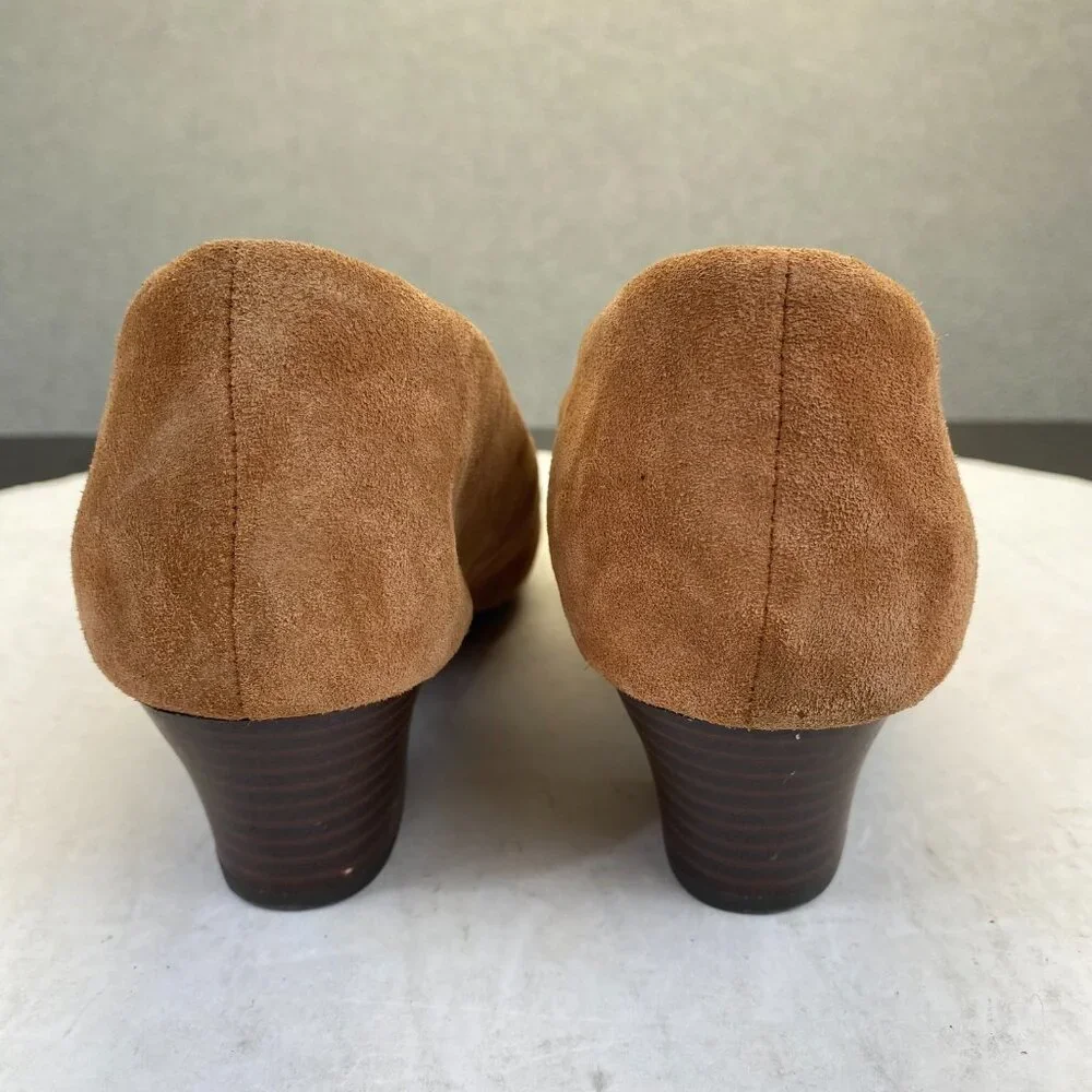 Clarks Women's Teresa Step Dark‎ Tan Suede 261678354070 Heels,Size 9.5M